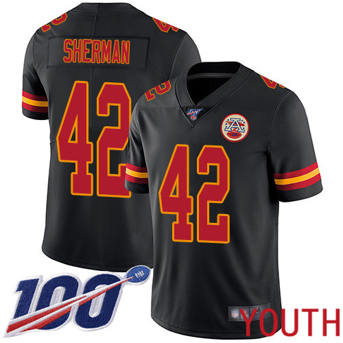 Youth Kansas City Chiefs #42 Sherman Anthony Limited Black Rush Vapor Untouchable 100th Season Nike NFL Jersey->youth nfl jersey->Youth Jersey